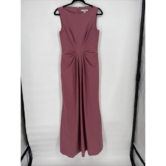 Kay Unger Sansa Womens Size 4 Pink Pleated Bateau Neck Sleeveless Formal Gown - Picture 3 of 14